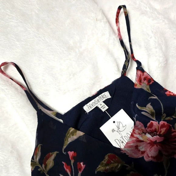 NWT Patrons of Peace Floral Print Tank Top Blouse w/ Ruffle Hem, Sz Medium. - Picture 5 of 12